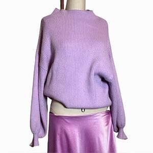 Line & Dot Lavender Ribbed Turtleneck Sweater